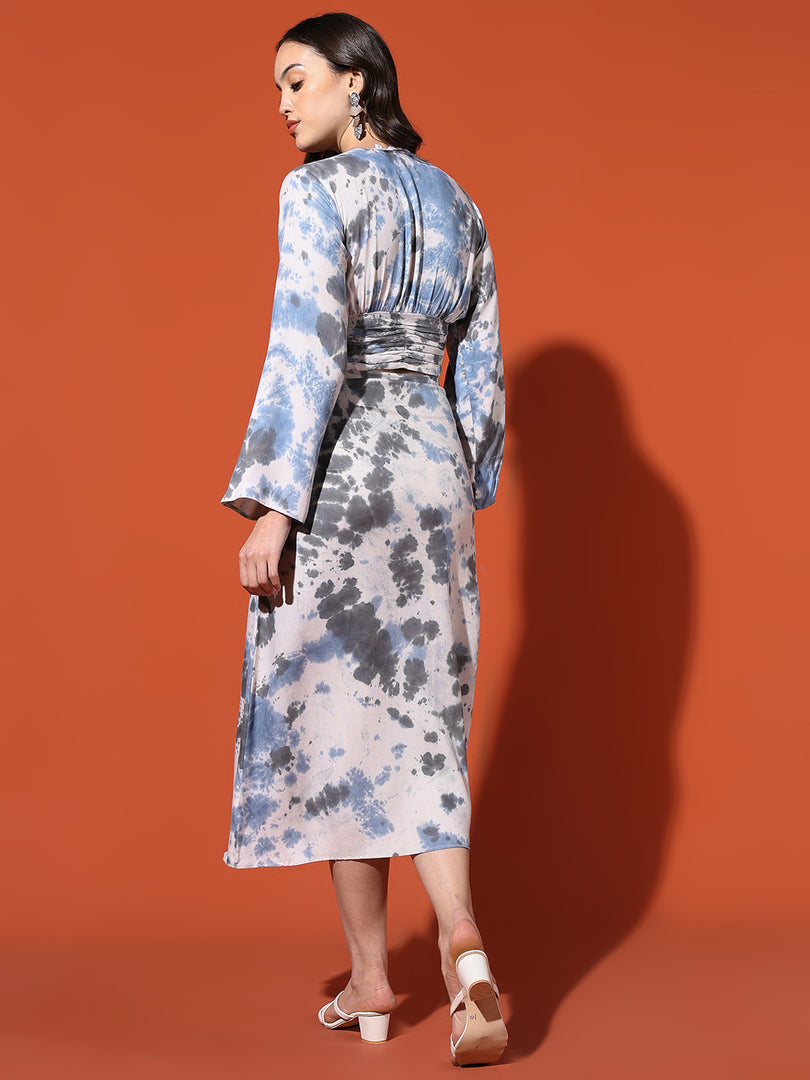 Azure Storm Tie-Dye Midi Skirt