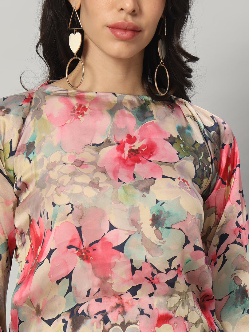 Floral Symphony Satin Blouse