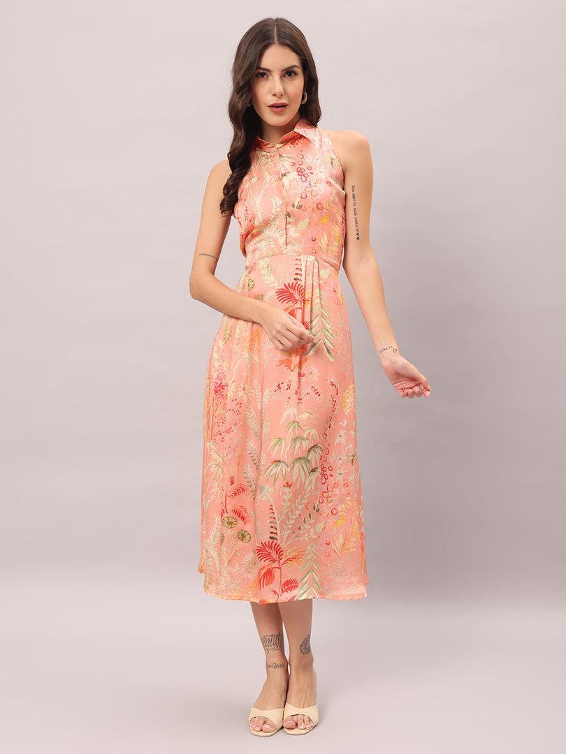 Coral Garden Midi Dress