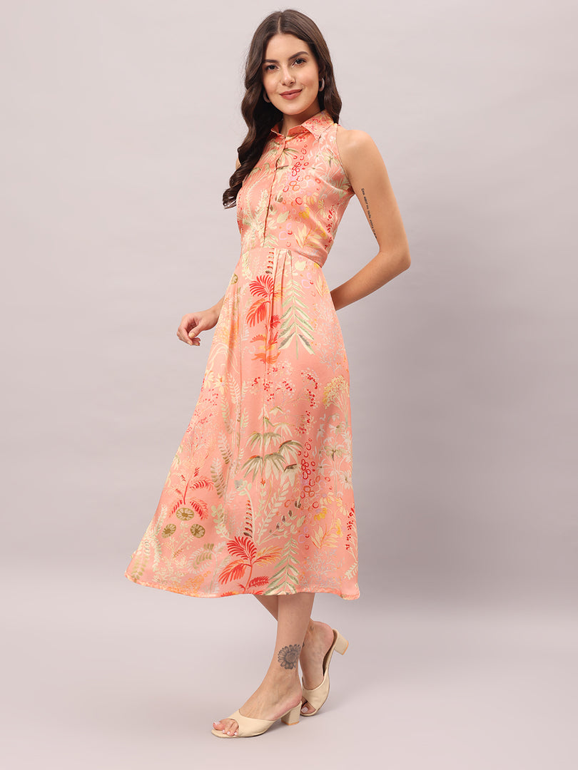 Coral Garden Midi Dress