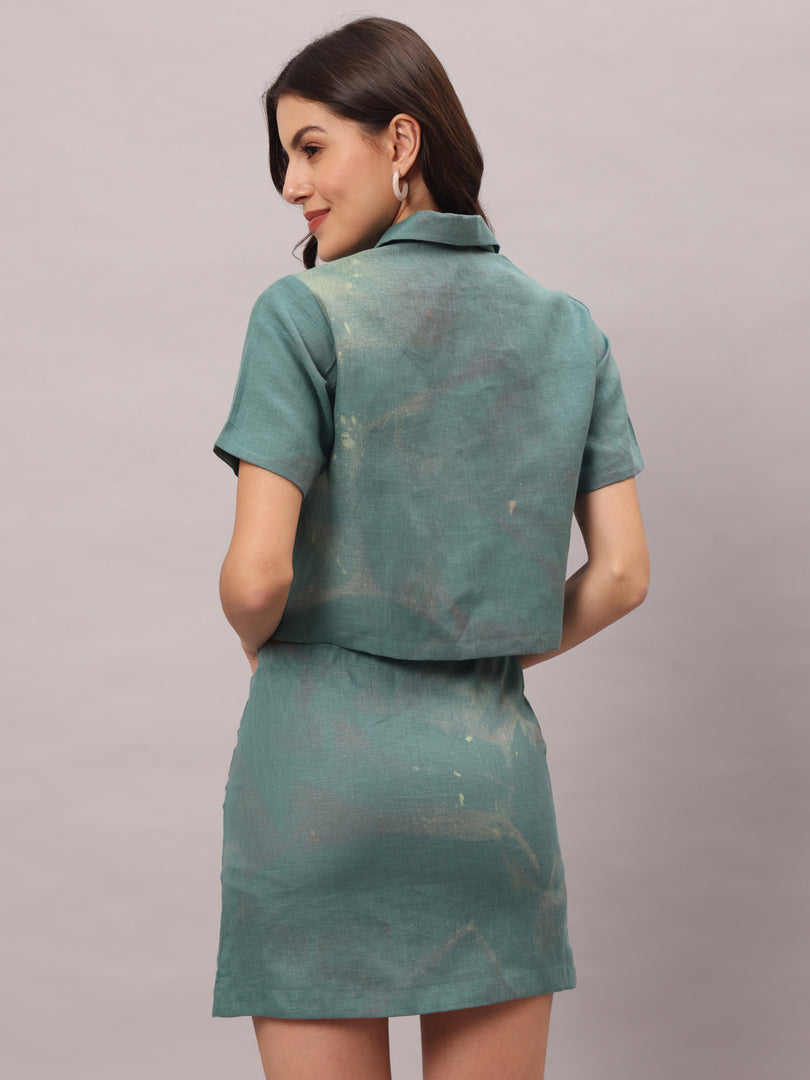 Teal Button-Down Mini Skirt