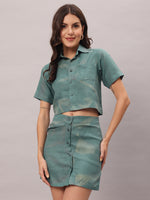 Load image into Gallery viewer, Teal Button-Down Mini Skirt