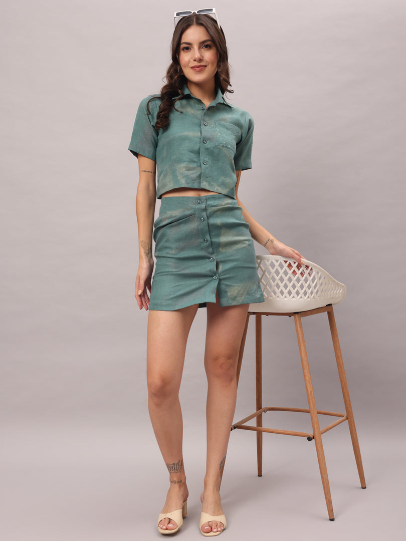 Teal Button-Down Mini Shirt