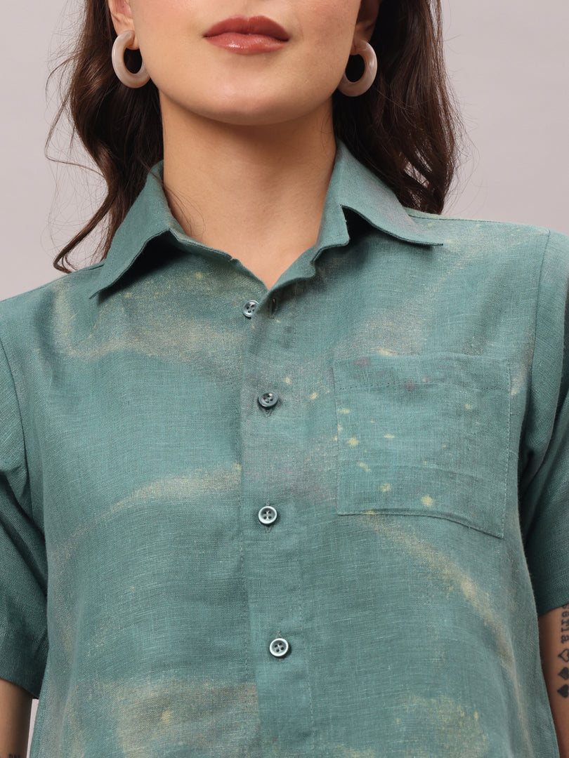 Teal Button-Down Mini Shirt