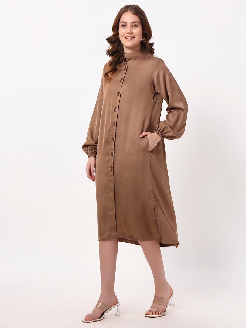 Everyday Mocha Shirt Dress