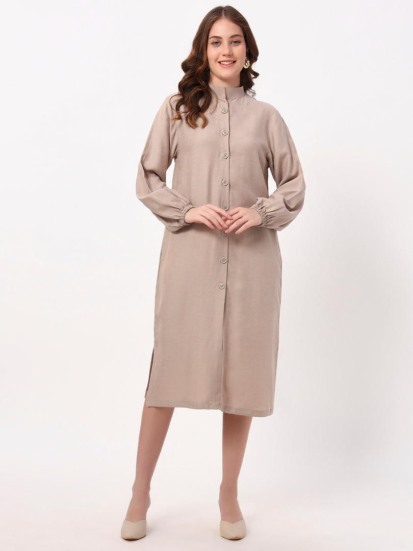 Everyday Beige Shirt Dress