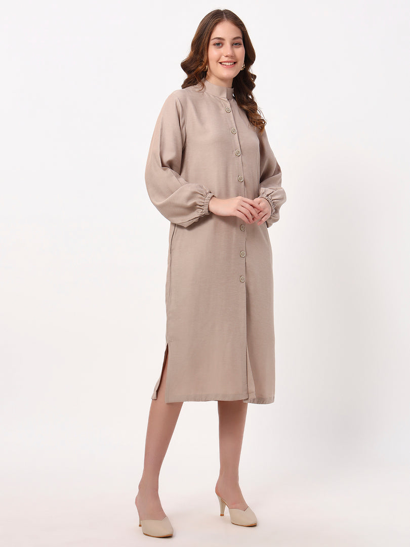 Everyday Beige Shirt Dress