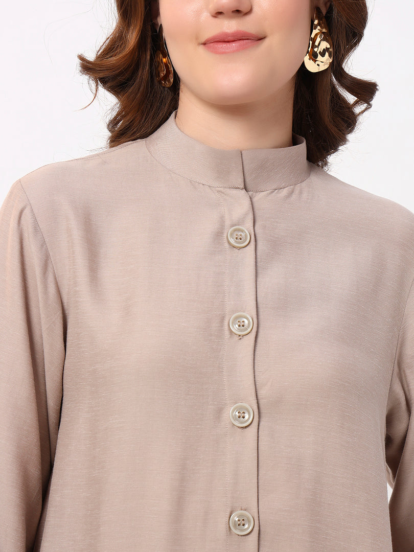 Everyday Beige Shirt Dress
