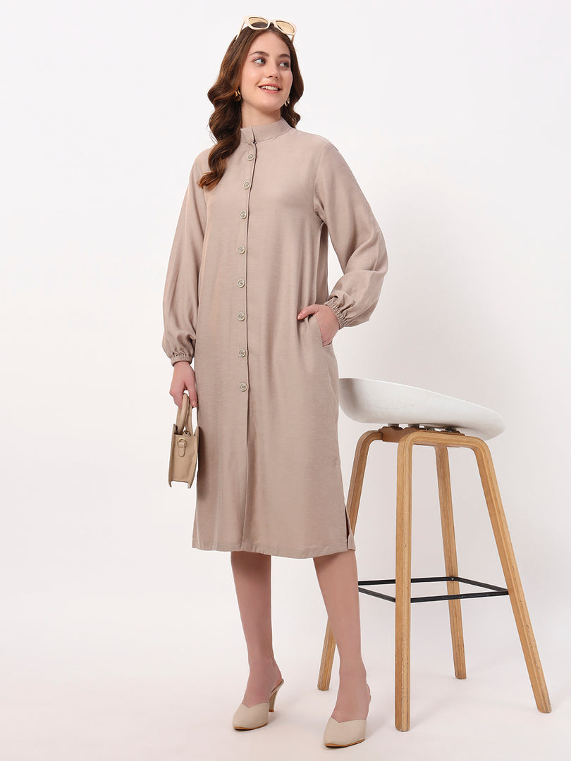 Everyday Beige Shirt Dress