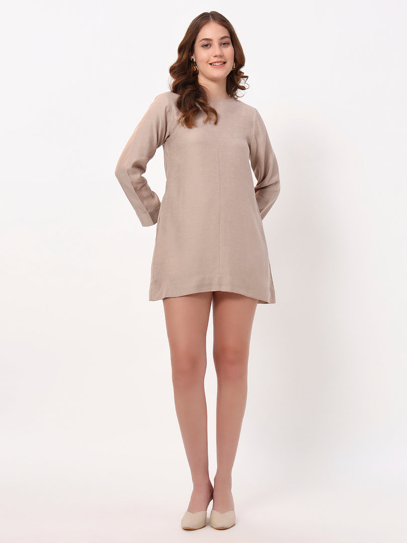 Soft Beige Shift Dress