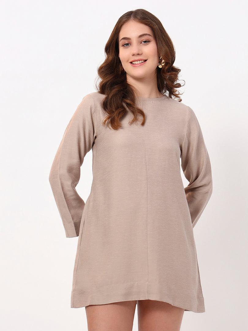 Soft Beige Shift Dress