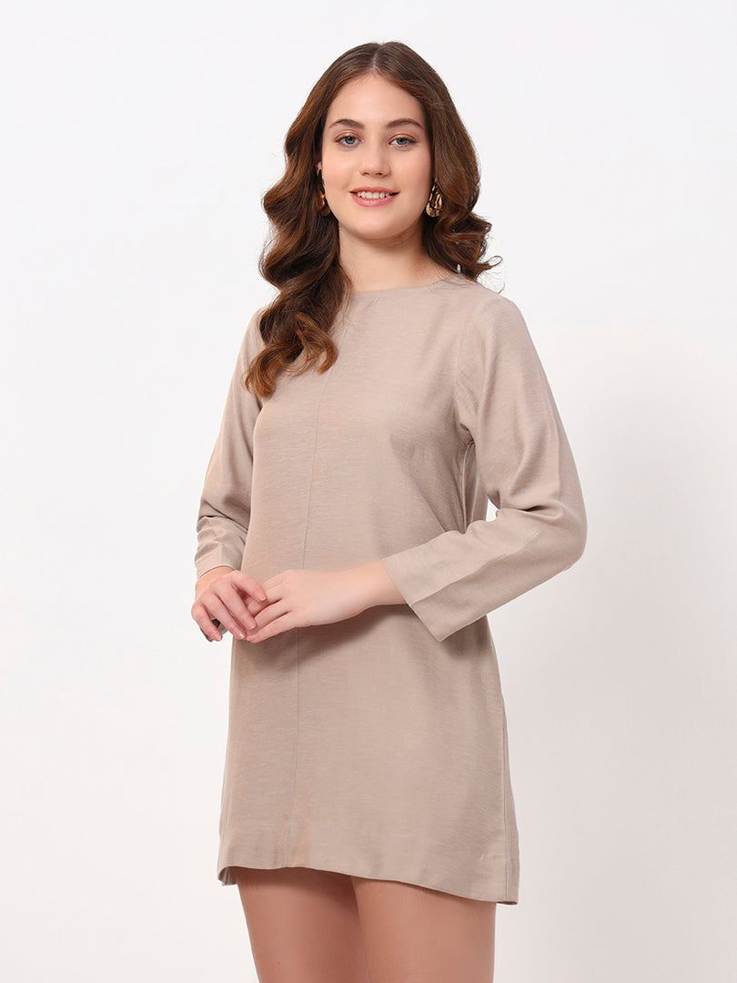 Soft Beige Shift Dress