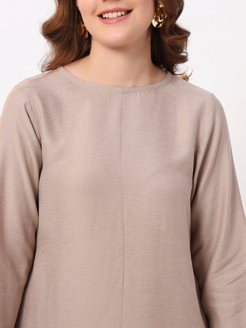 Soft Beige Shift Dress