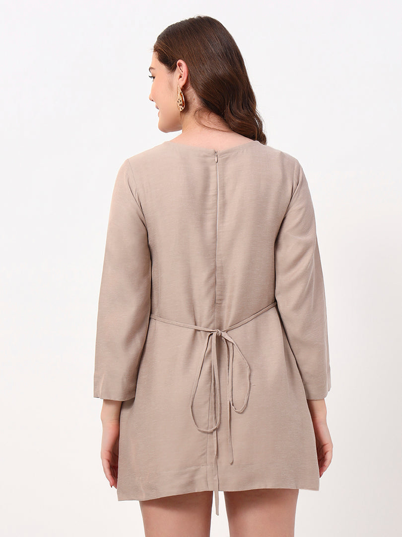 Soft Beige Shift Dress