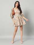 Vintage Floral Puff Sleeve Mini Dress