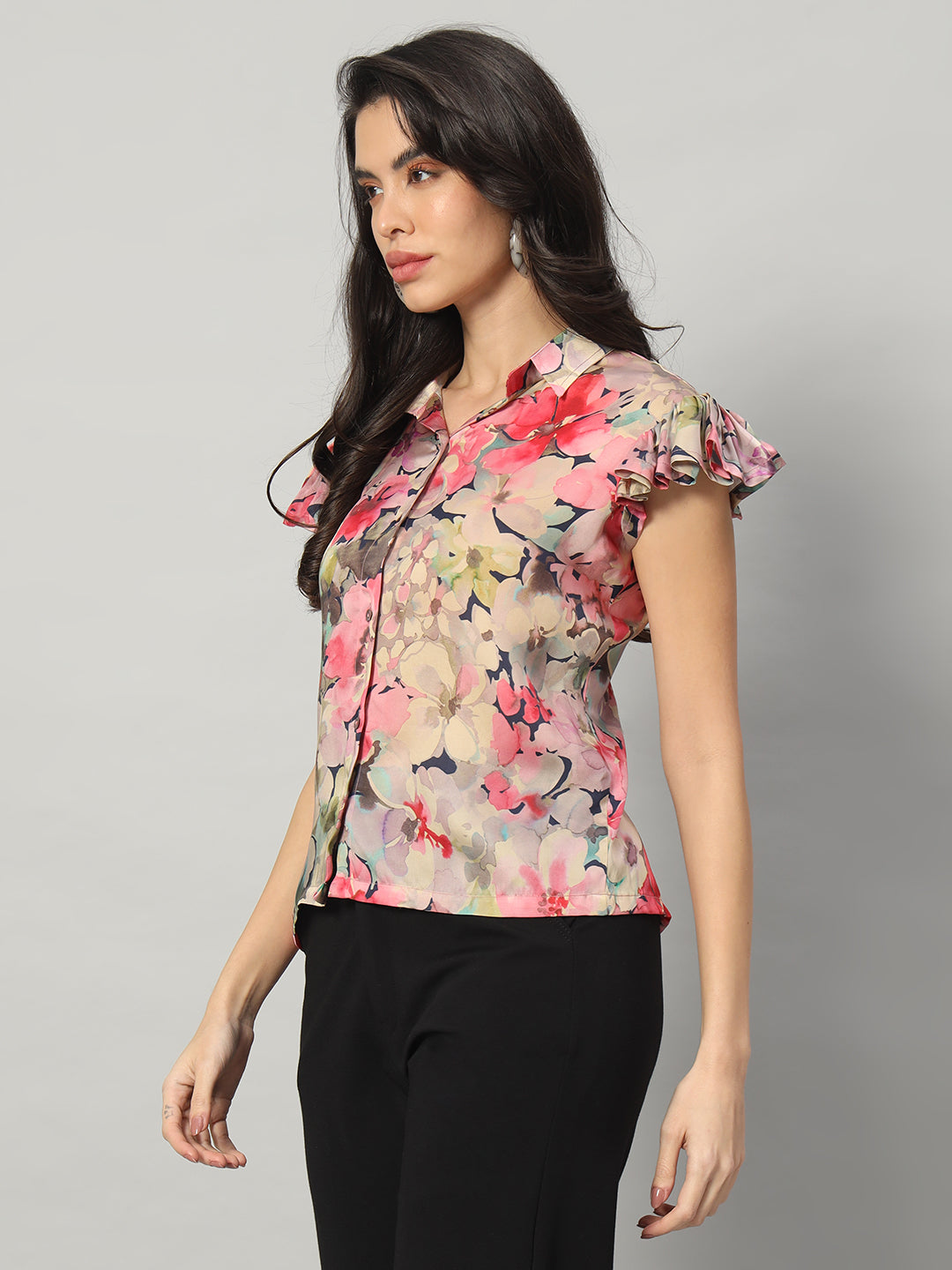 Petal Whisper Ruffle Sleeve Shirt