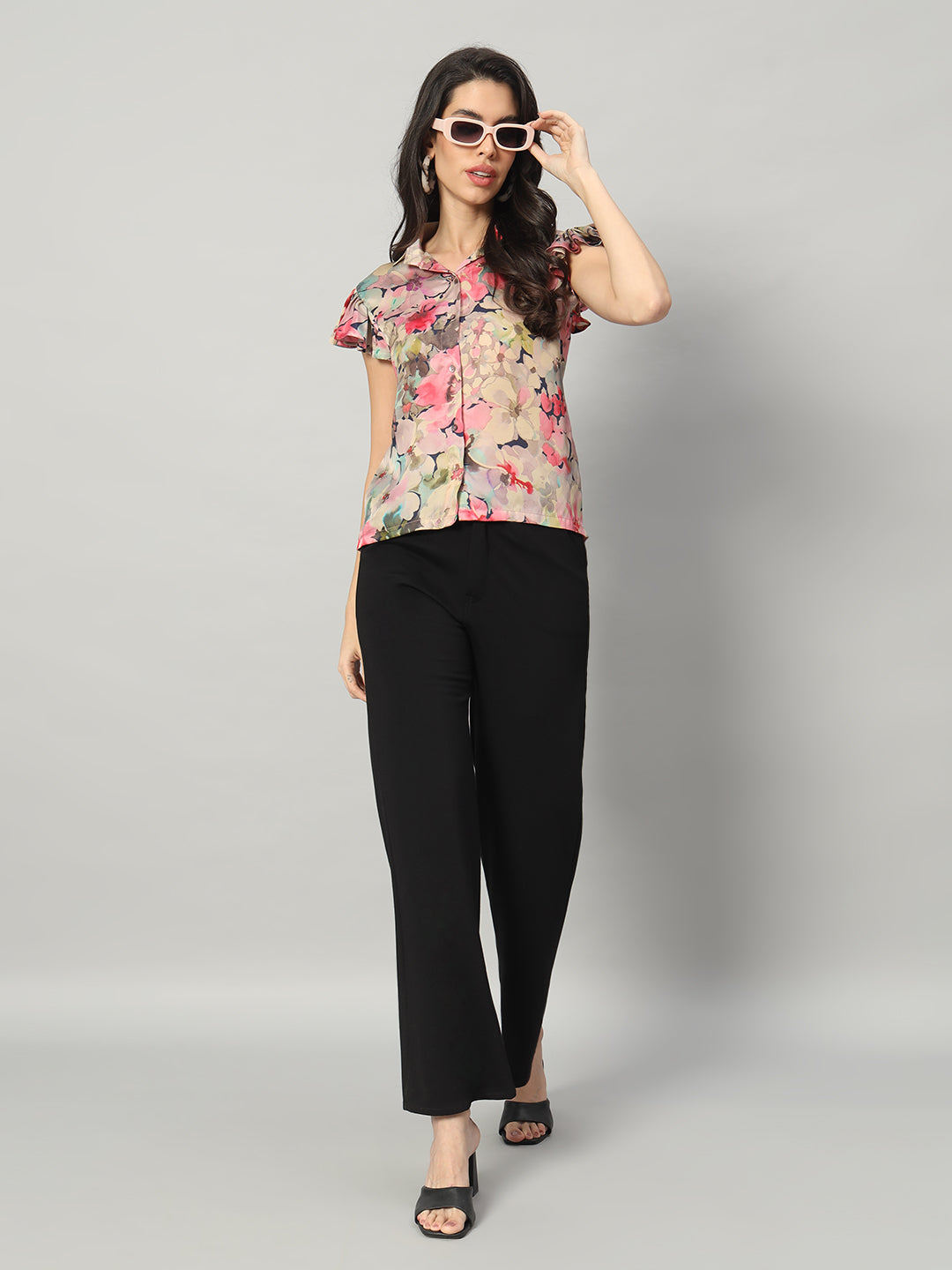 Petal Whisper Ruffle Sleeve Shirt