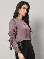 Load image into Gallery viewer, Moonlit Satin Bow-Tie Blouse
