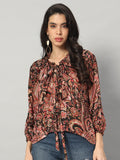 Bohemian Rhapsody Tie-Neck Blouse