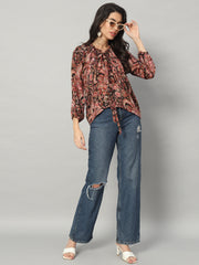 Bohemian Rhapsody Tie-Neck Blouse