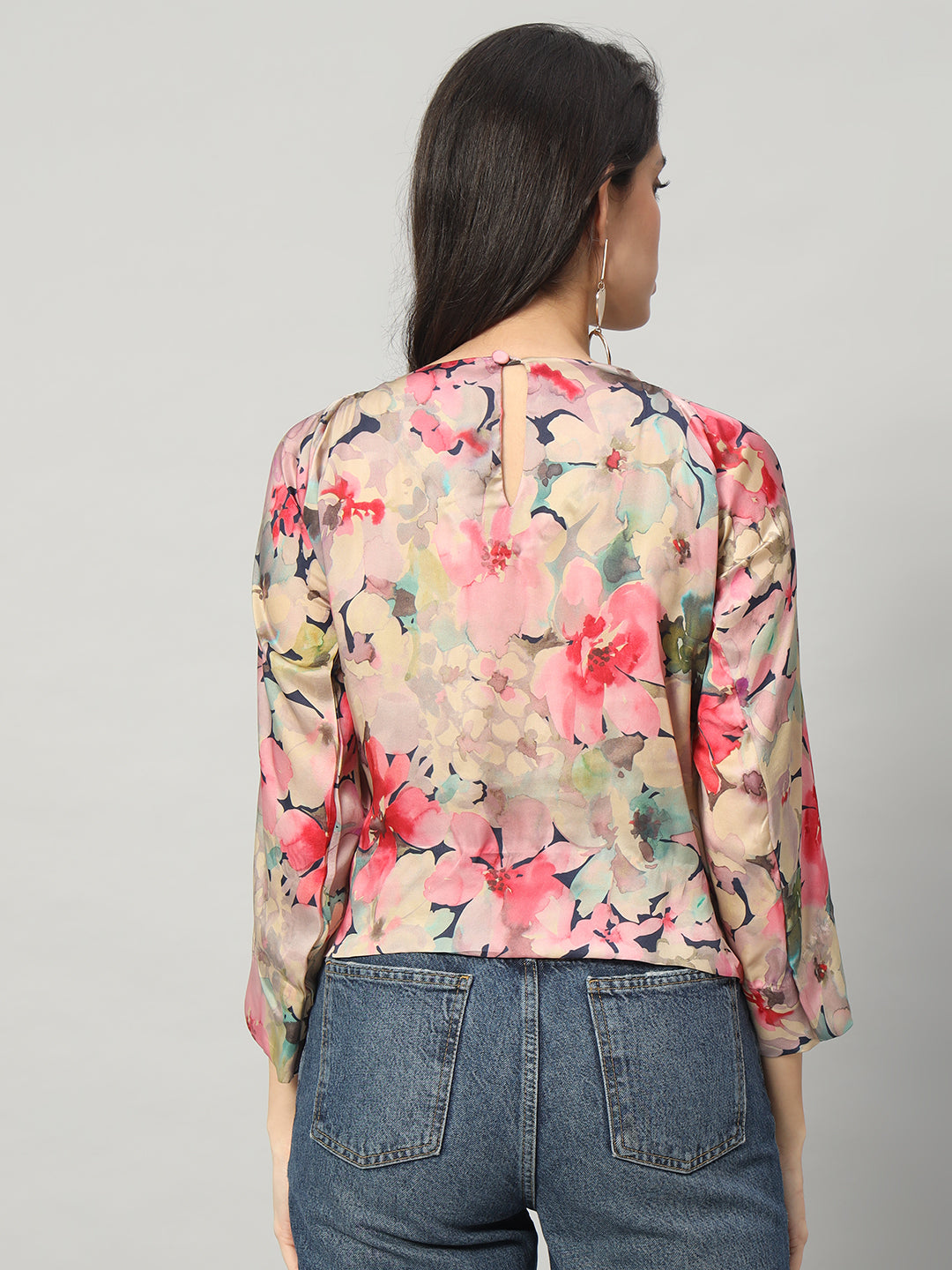 Floral Symphony Satin Blouse