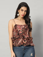 Load image into Gallery viewer, Midnight Paisley Ruffle Top

