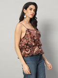 Midnight Paisley Ruffle Top