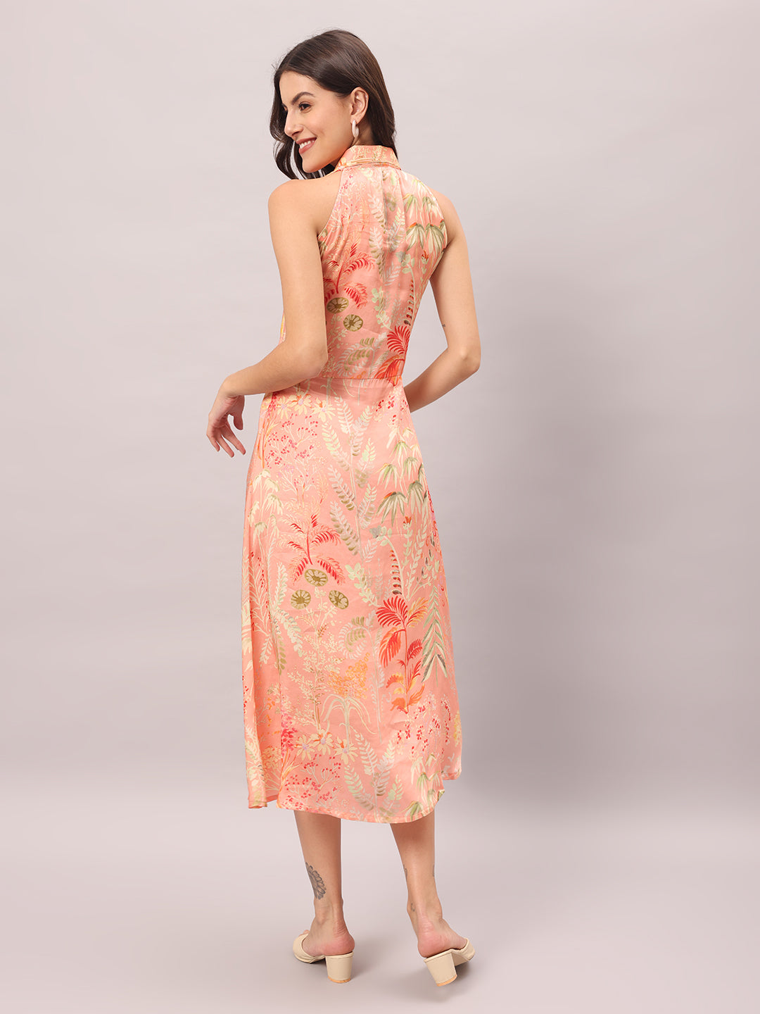 Coral Garden Midi Dress