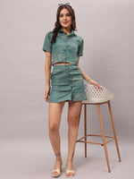Load image into Gallery viewer, Teal Button-Down Mini Skirt
