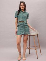 Teal Button-Down Mini Shirt