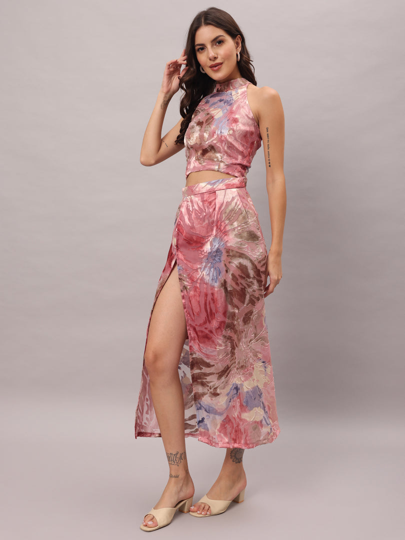 Rose Burnout Co-ord Set
