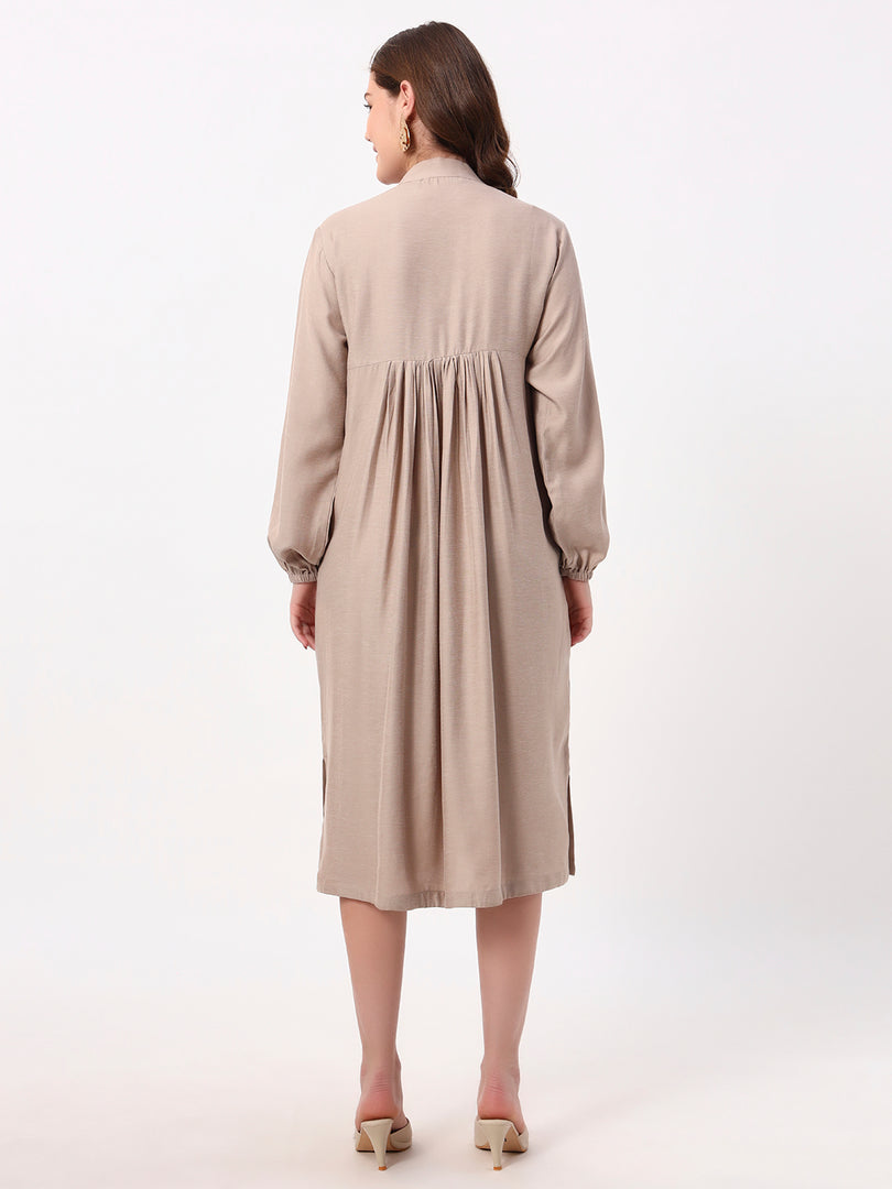 Everyday Beige Shirt Dress